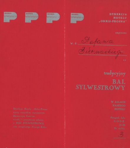 Zaproszenie na bal sylwestrowy